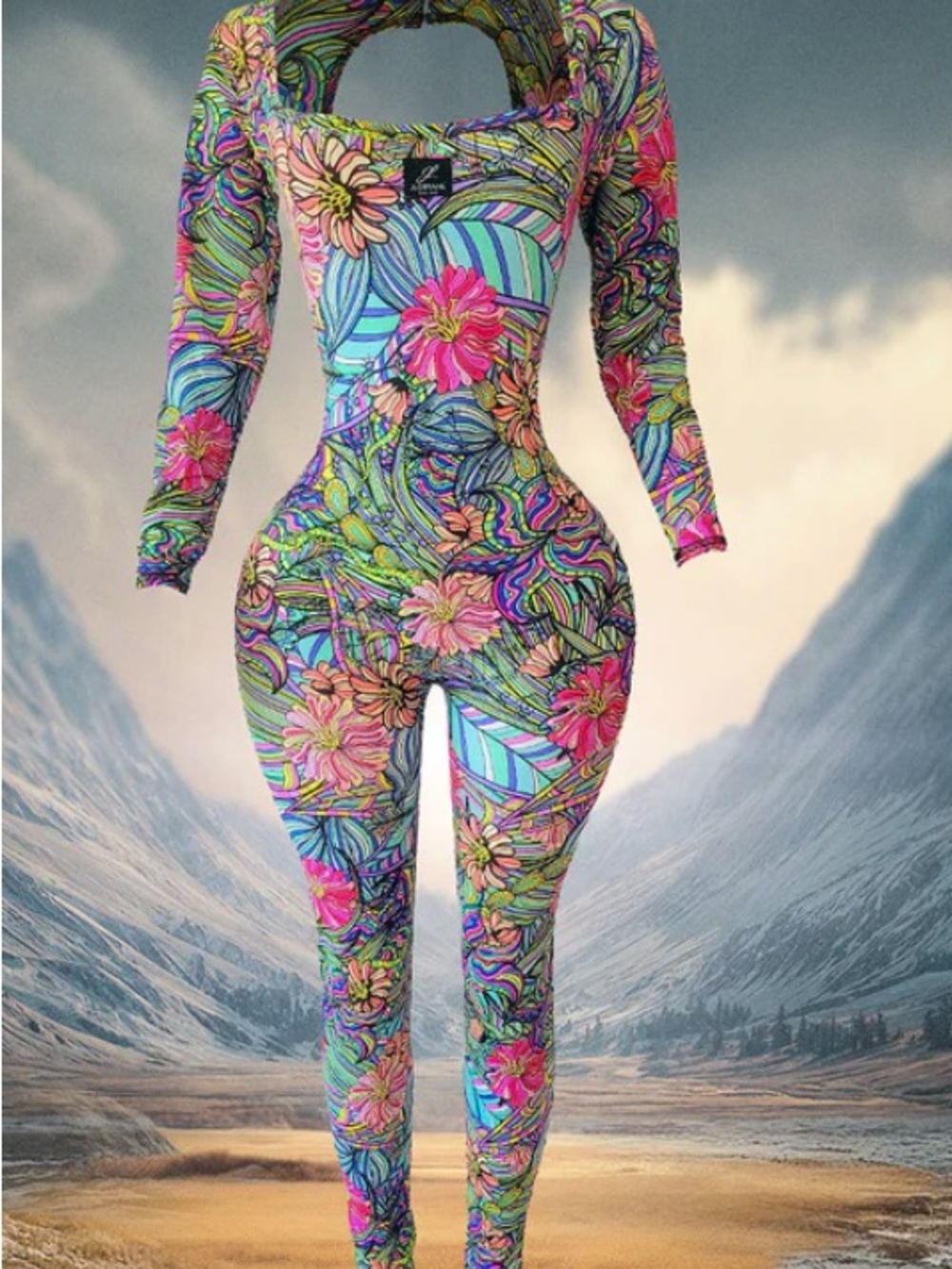Vibrant Floral Bodycon Jumpsuit - Multicolor